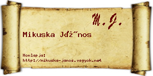 Mikuska János névjegykártya